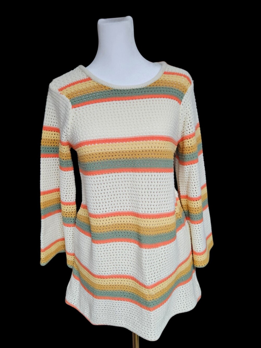 New ONEILL Cream Crochet 100% Cotton Knit Sweater